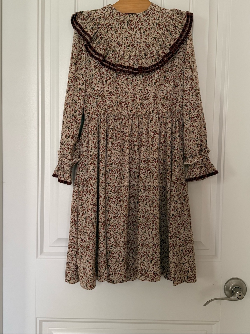 Paisley Girls Velvet Bib Dress Size 8 Floral Prairie Cottagecore Long Sleeve